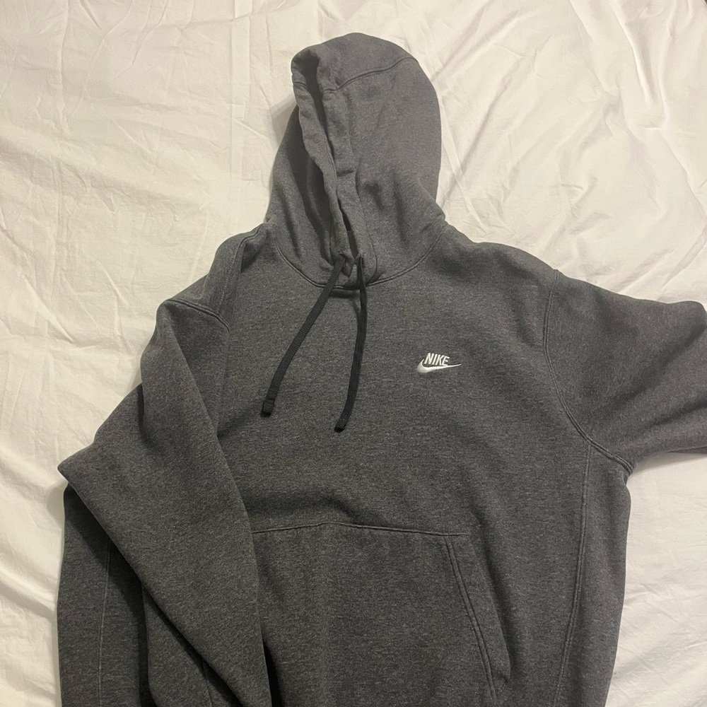 Mens Nike fleece hoodie dark gray.